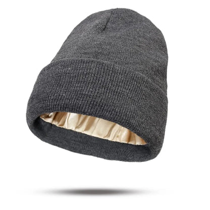 Women's Hats for Autumn&Winter-Comfortable Stylish Versatile Warm-Keeping Hairstyle-Protecting Knitted Satin Woolen Hats Good Vibrations
