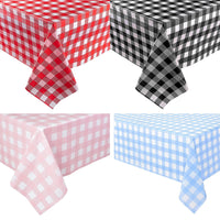 Red Black Checkered Disposable Tablecloth Wedding Birthday Party Indoor Outdoor Picnic Table Cover Plastic Waterproof Tablecloth Good Vibrations