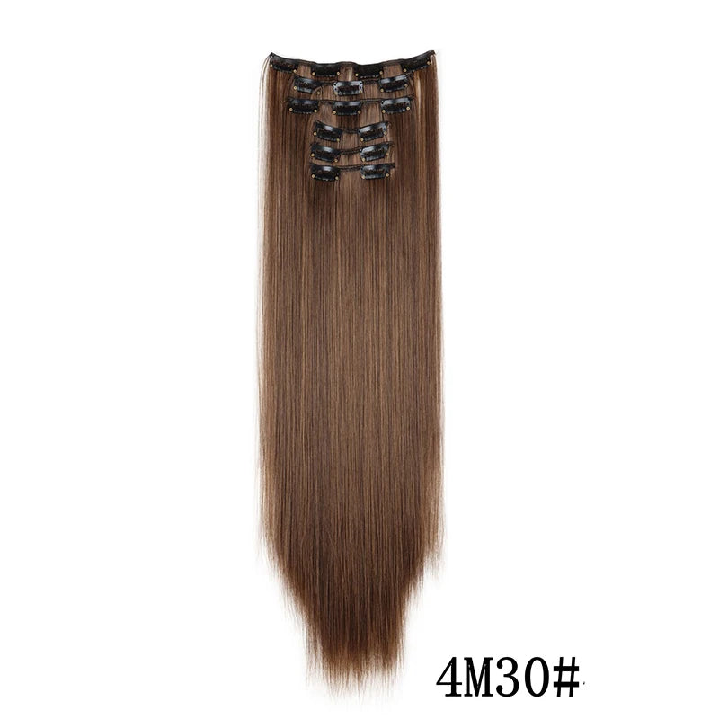 Synthetic Clips in Hair Extensions Long Straight Hairstyle Blonde Black Hairpieces Heat Resistant False Hair Daily Use Good Vibrations