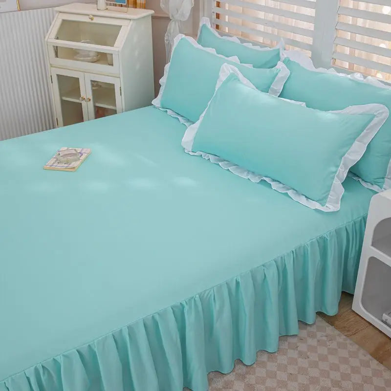 Bed Sheets Solid Plain Nordic Style Bedroom Washed Flat Breathable Adults Comfortable Simple Queen Size Home Bed-protect Soft Good Vibrations