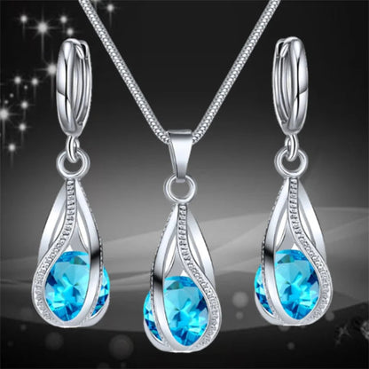 Chic Melody Pendant Necklace & Earrings Set - Glittering Zircon Crystal Jewelry for Women Good Vibrations