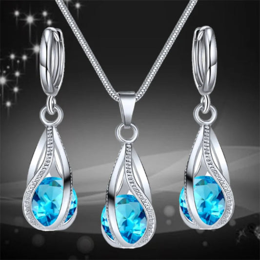 Chic Melody Pendant Necklace & Earrings Set - Glittering Zircon Crystal Jewelry for Women Good Vibrations