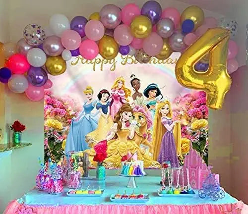 Princess Themed Backdrop Colorful Princess for Girl Photography Background Baby Shower Princess Birthday Background (5X3FT) Good Vibrations