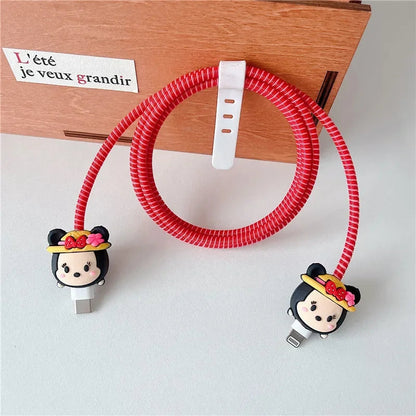 New Cartoon Charger Cable Protector for IPhone 15 14 13 12 18W 20W Charger Protection Cover Stitch Data Line Winder Protective Good Vibrations