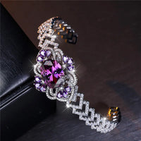 Charm Female Purple Zircon Stone Oval Bracelet Cute Silver Color Adjustable Summer Wedding Jewelry For Women Good Vibrations