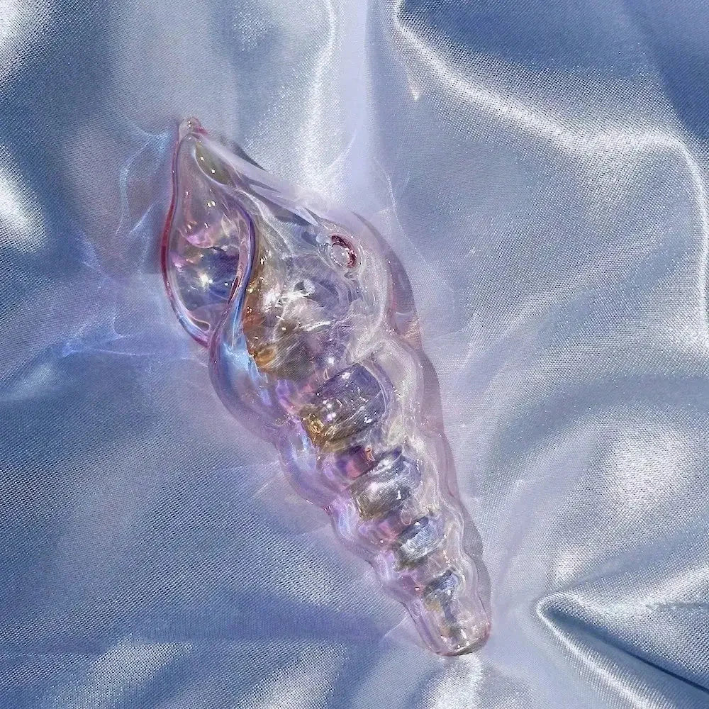 4.3" Seashell Design Magic Handmade Borosilicate Glass Good Vibrations