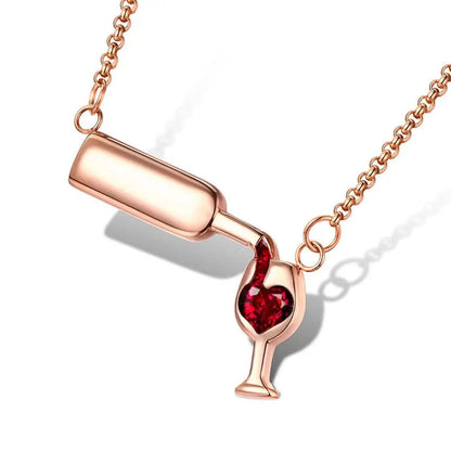 Party Romantic Wineglass Alloy Gift For Women Love Heart Glass Bottle Jewelry Necklace Choker Pendant Good Vibrations Adult Super Store