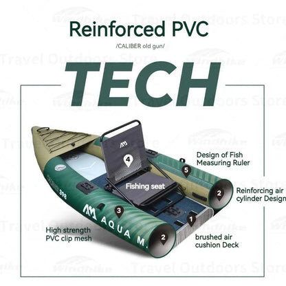 AQUA MARINA CALIBER Kayak Inflatable Boat for Fishing 2 People Kayaking Water Sports Boat Canoe PVC Dinghy Raft Seat 398x98cm Good Vibrations