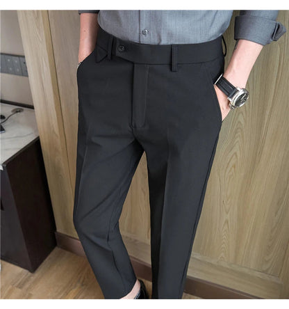Men Suit Pants 2025 Autumn Elastic Waist Solid Slim Fit Dress Pants Office Business Casual Trousers High Quality Men's Clothing Good Vibrations