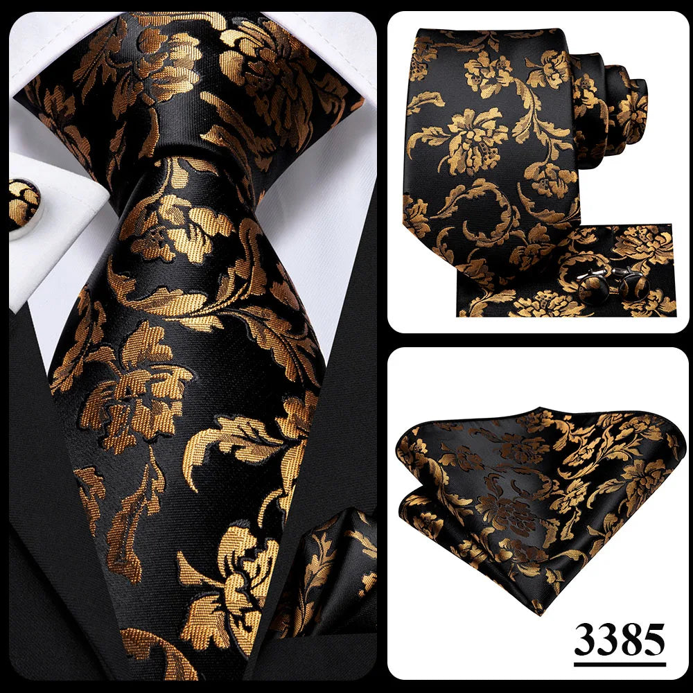 Hi-Tie Navy Blue Solid Paisley Silk Wedding Tie For Men Hanky Cufflink Mens Necktie Set Business Party New Design Dropshipping Good Vibrations