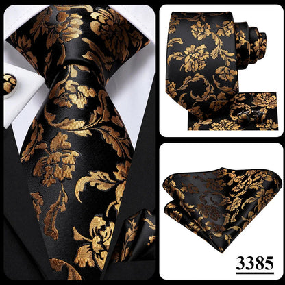 Hi-Tie Navy Blue Solid Paisley Silk Wedding Tie For Men Hanky Cufflink Mens Necktie Set Business Party New Design Dropshipping Good Vibrations