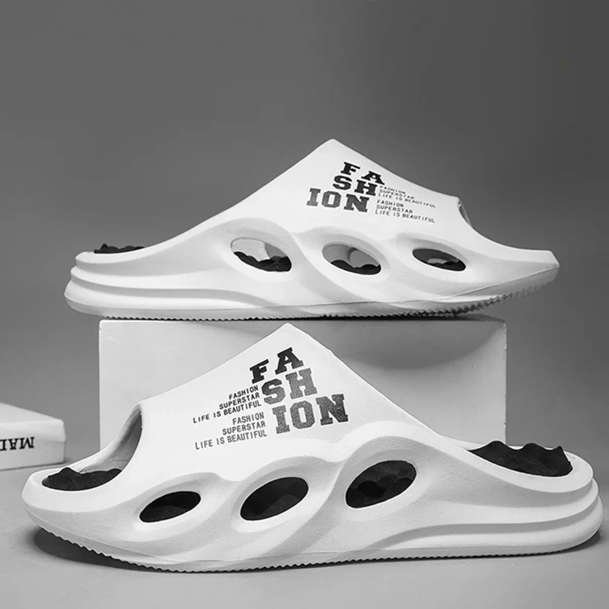 Men Fashion Massage Slippers Indoor/Outdoor Sandals Beach Flip Flop Thick Sole Male Slides Summer Non-Slip Men Shower Slippers Good Vibrations