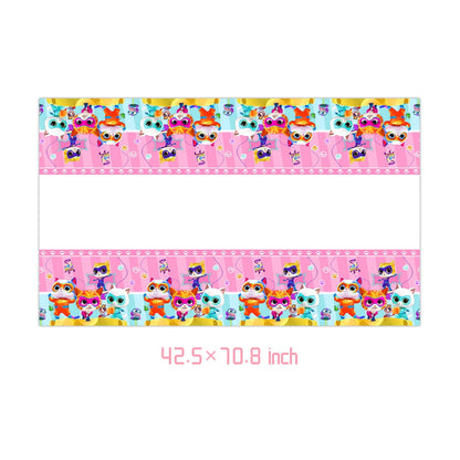 Cartoon Superkitties Birthday Party Decorations Balloons Disposable Tableware Set Paper Plates Banner for Baby Shower Kids Gifts Good Vibrations