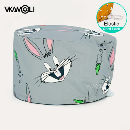 Surgical hats with various prints of rabbits dogs animals designed as hair care hats for doctors and nurses scrub hat Good Vibrations