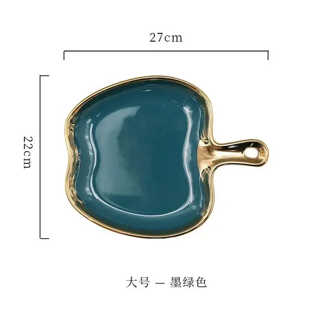 Dinner Plate with Handle Luxury Storage Tray Food Dessert Fruit Jewelry Trinket Dish Decorative Dinnerware Good Vibrations