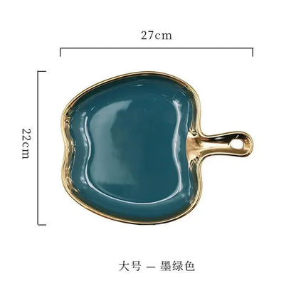 Dinner Plate with Handle Luxury Storage Tray Food Dessert Fruit Jewelry Trinket Dish Decorative Dinnerware Good Vibrations