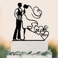 Mrs & Mrs Wedding Party Cake Topper Gold Black Ring Acrylic Wedding Cake Toppers Dessert Decoration Bride Groom Baking Supplies Good Vibrations