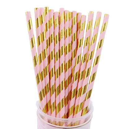 8 PCS/Lot Party Paper Plates Cups Pink Gold Happy Birthday Party Wedding Decoration Baby Shower Tableware Kids Birthday Decor Good Vibrations