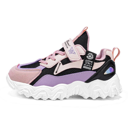 Fashion Children Shoes Girls Sneaker Black Pink PU Leather Platform Casual Sneaker School Tennis Sports Shoes for Girls Good Vibrations
