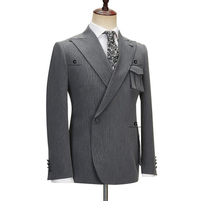 Cenne Des Graoom 2023 New Coat Design Right Side Button Men Suits Jacket and Pants 2 Pcs Set Grey Wedding Dress Groomsman Party Good Vibrations