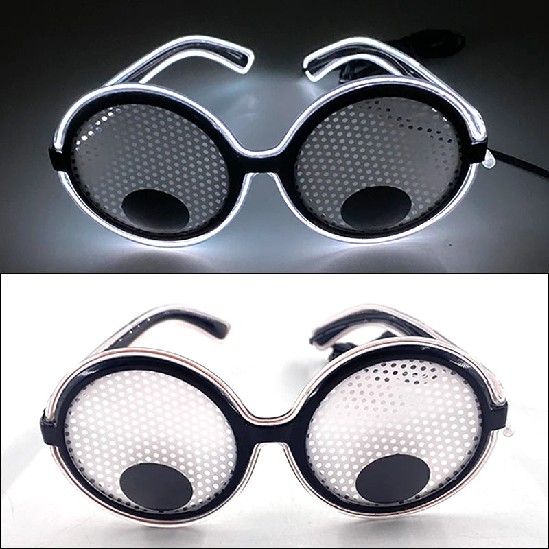 LED Funny Sunglasses Futuristic Soldier Round LED Steampunk Glasses Birthday Halloween Christmas Concert Steampunk Toy Glasses Good Vibrations