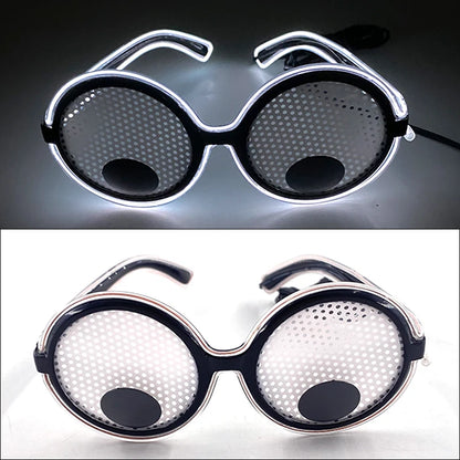 LED Funny Sunglasses Futuristic Soldier Round LED Steampunk Glasses Birthday Halloween Christmas Concert Steampunk Toy Glasses Good Vibrations