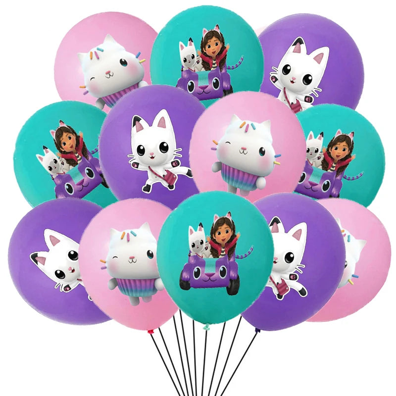 Gabby Doll House Birthday Party Decoration Cat Cutlery Cup Plate Stickers Baby Shower Children's Party Balloon DIY Toy Supplies Good Vibrations