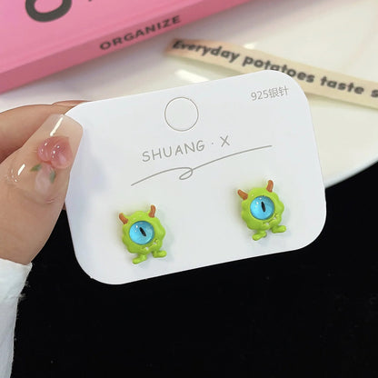 Kiss Jewelry Halloween Little Monster Wing Bat Eye Stud Earrings Women Cute Animal Eye Punk Earring Girls Y2K Brincos Party Gift Good Vibrations