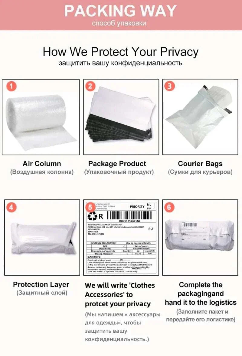 Privacy packaging for erotic accessories and BDSM bondage products.