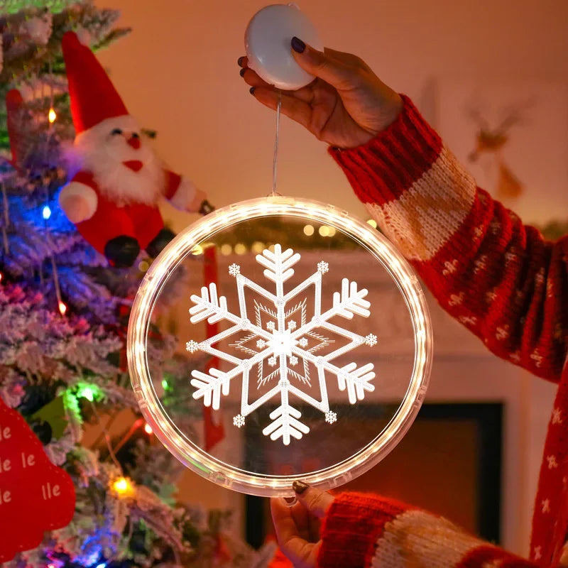 Merry Christmas LED Fairy Lights Santa Claus Elk Living Doors Windows Decoration New Year Gift 2025 Christmas Tree Hanging Light Good Vibrations