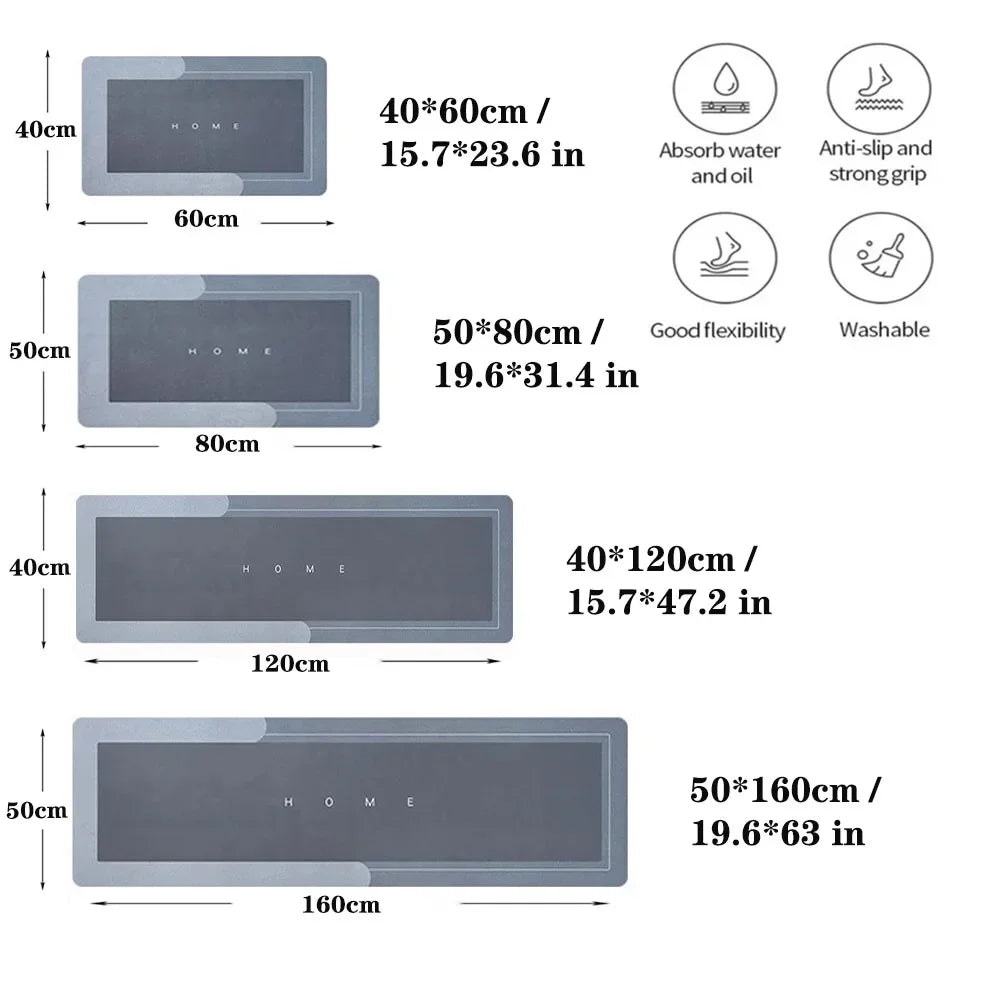 Soft Washable Non-Slip Kitchen Floor Mat for Bedroom Living Room Hallway Bathroom Entrance Long Bedside Carpet Good Vibrations