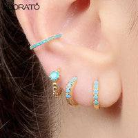 925 Sterling Silver Needle Summer Blue Earrings Trend 18K Gold Hoop Earrings for Women Fashion Puncture Jewelry Ear Accessories Good Vibrations