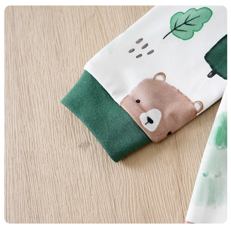 Baby Autumn Clothes Cartoon Animal Elements Baby Boy Long Sleeved Jumpsuit Casual Baby Single Breasted Clothes Good Vibrations