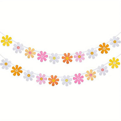 1Set Birthday Party Daisy Garland Banner Hanging Flower Flower Garland Bunting Party Decorations Indoor Outdoor Decor Good Vibrations