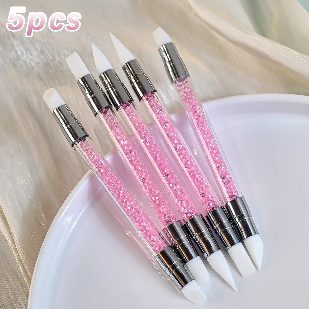 7/10/12/15/20m Pink French Nail Art Liner Painting Brush 5Pcs/set Ultra-thin Elongated Lines Nail Drawing Pen Brush DIY Manicure Good Vibrations