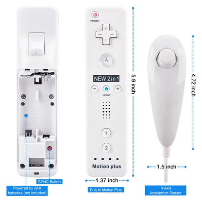 1 Set/2 Set Remote Controller with Nunchuck Controller for Wii Games Control for Wii Console Wireless Gamepad with Motion Plus Good Vibrations