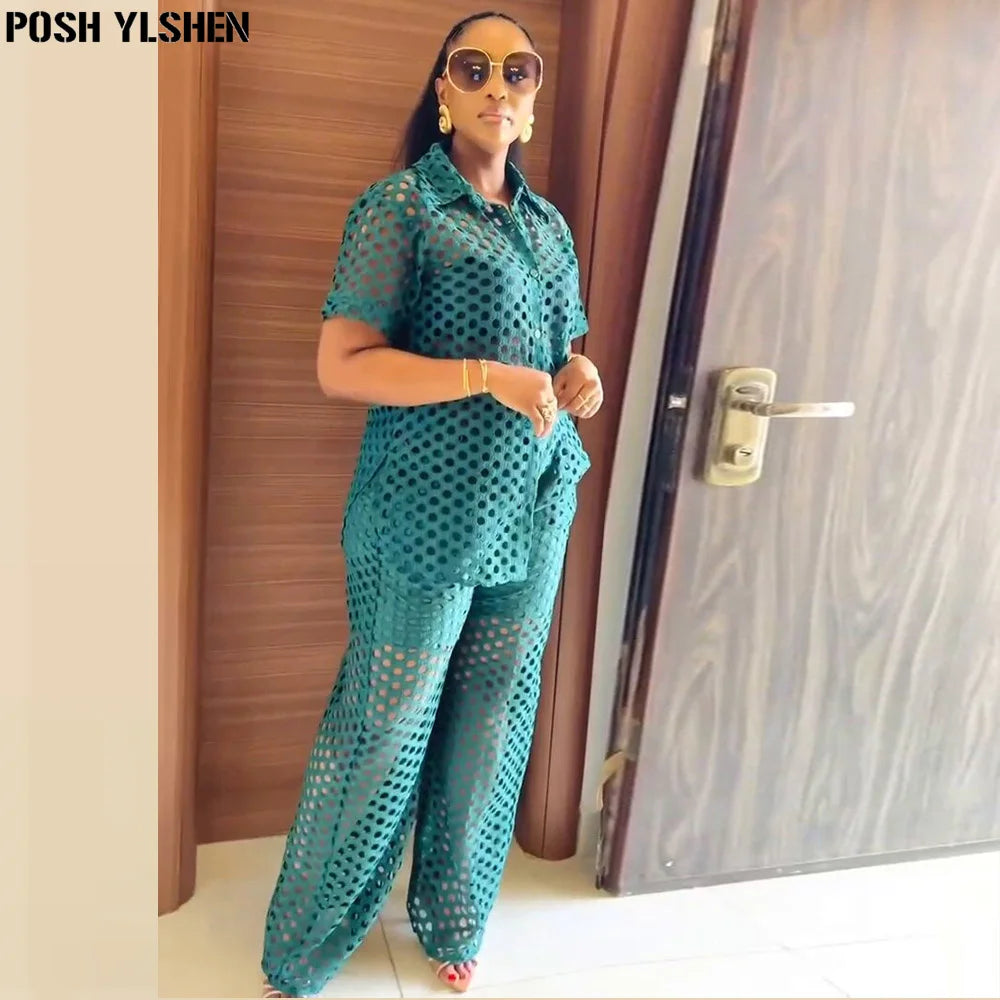 Two 2 Piece Pant Sets Women Outfit Summer Clothes African Dresses for Women 2025 New in Sexys Matching Set Dames Africa Clothing Good Vibrations