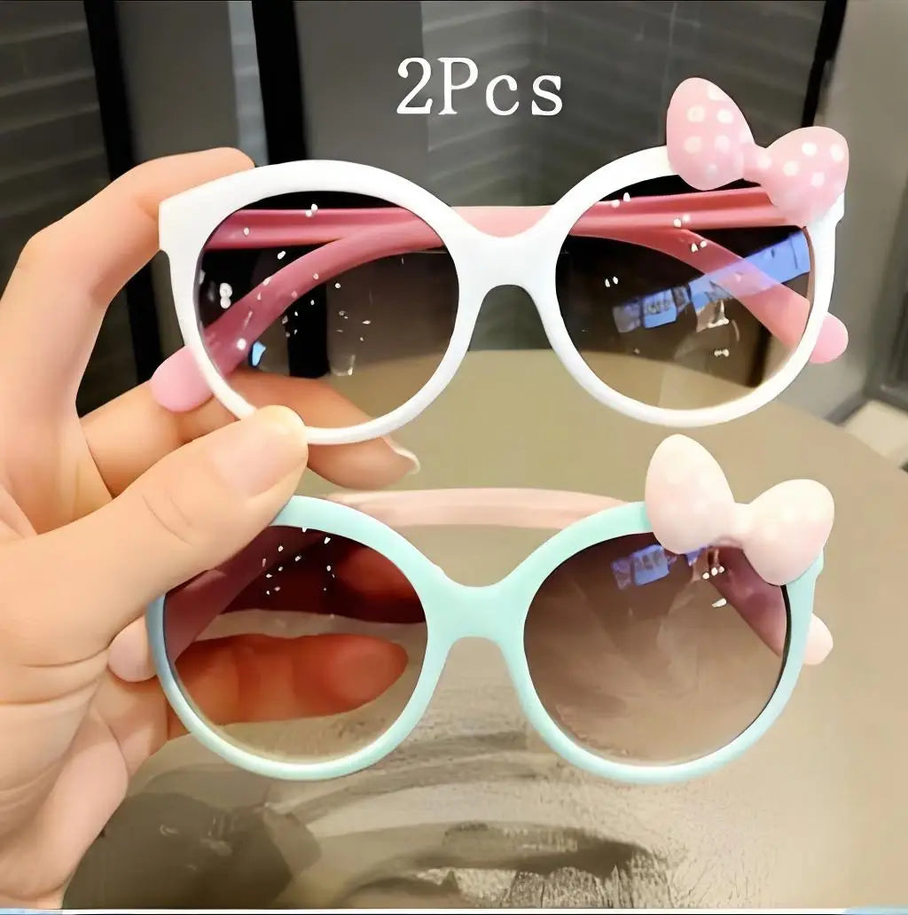1PC new plastic children's sunglasses with UV protection, girls' glasses with bow tie, little princess Good Vibrations