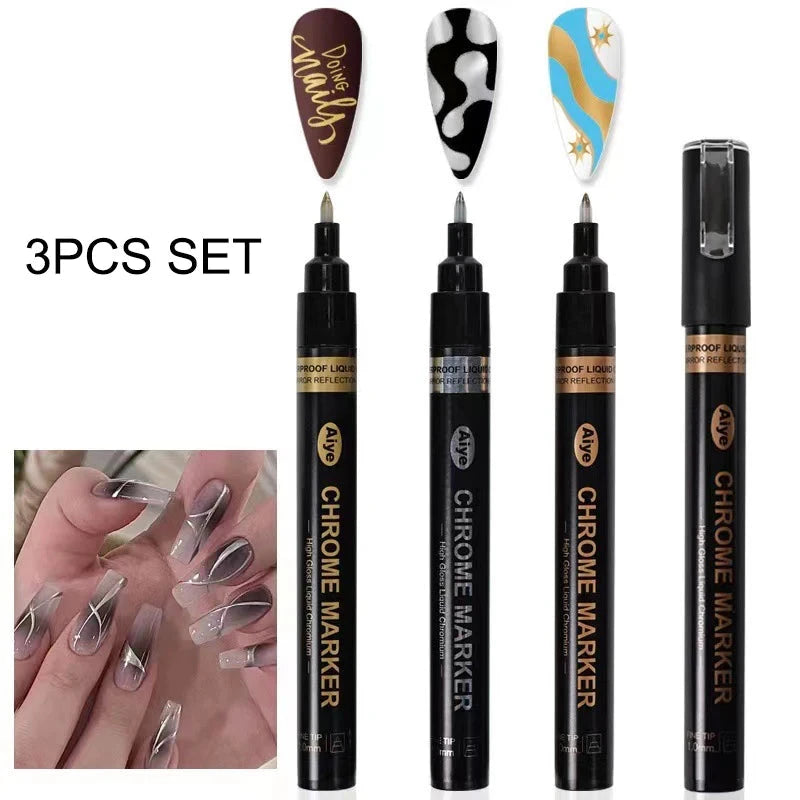 Nail Art Graffiti Pen Set 3D Black Gold Nail Art DIY Polish Pen Paint Liner Pens Manicure Nail Design Painting Tools Nails Brush Good Vibrations