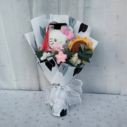 Graduation Gifts Sanrio Kuromi Hello Kitty With Crochet Sunflower Bouquet My Melody Cinnamoroll  Mother's Day Birthday Gifts Good Vibrations