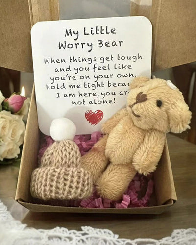 Mini Plush Bear Gift Set with Inspirational Cards，Boxed Present  Occasion Pocket Favors for Wedding, Graduation Valentines, Xmas Good Vibrations
