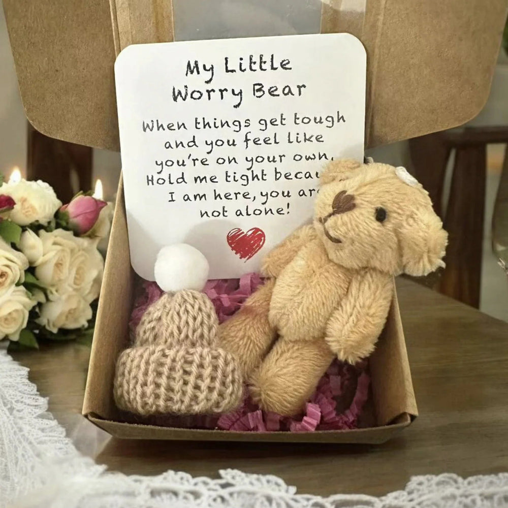 Mini Plush Bear Gift Set with Inspirational Cards，Boxed Present  Occasion Pocket Favors for Wedding, Graduation Valentines, Xmas Good Vibrations