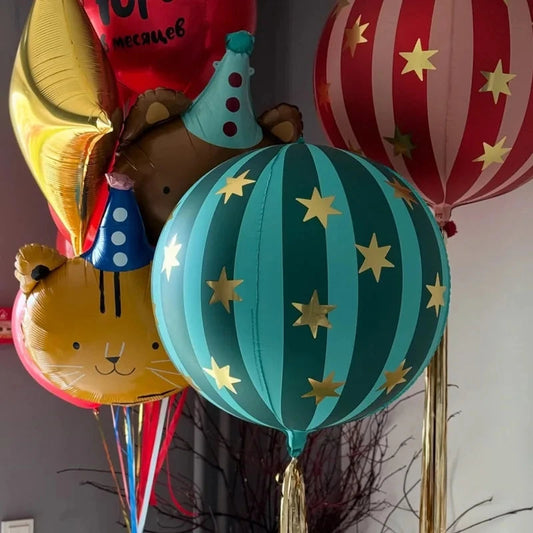 3 Pcs 22 Inch 4D Striped Star Aluminum Film Balloon Ktv Mall Home School Decoration Circus Party Supplies Kids Photo Booth Props Good Vibrations