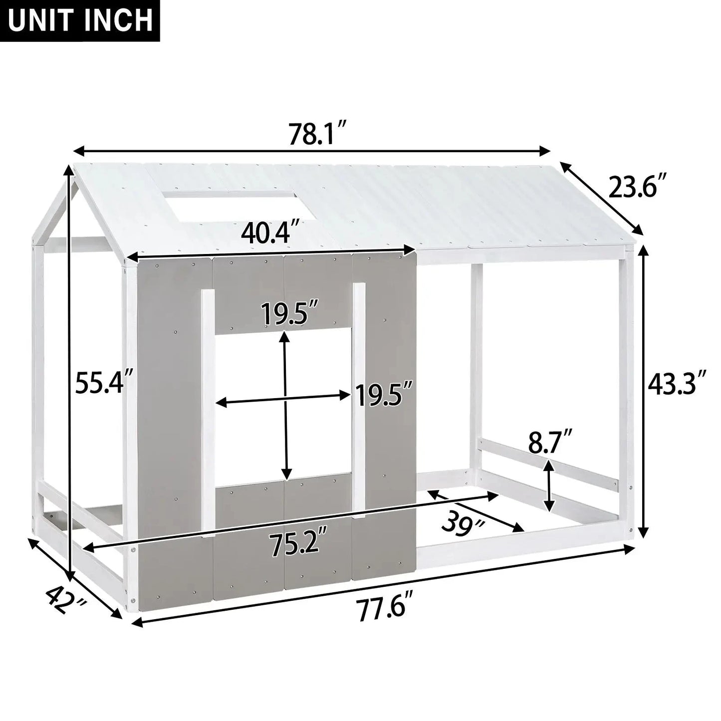 Twin Size House Platform with Roof and Window Good Vibrations