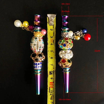Luxury Bling Zinc Alloy Rainbow Rod Blunt Holder Handmade Metal Hookah Mouthpiece Mouth Tip with Rhinestones Jewelry Good Vibrations Adult Super Store