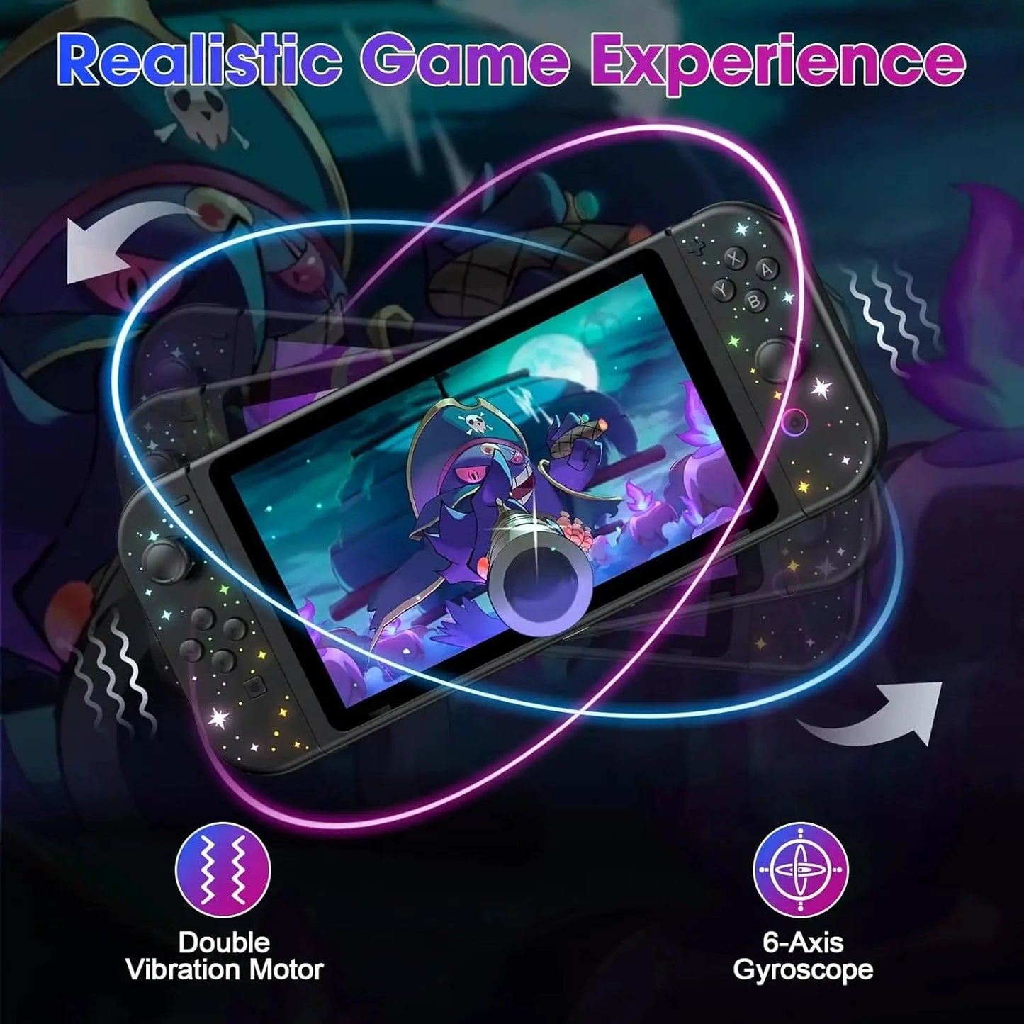 Replacement for Switch Joycon, Controller for Switch/Lite/OLED, with 6-Axis Gyro, Dual Vibration, Motion Control, Screenshot Good Vibrations