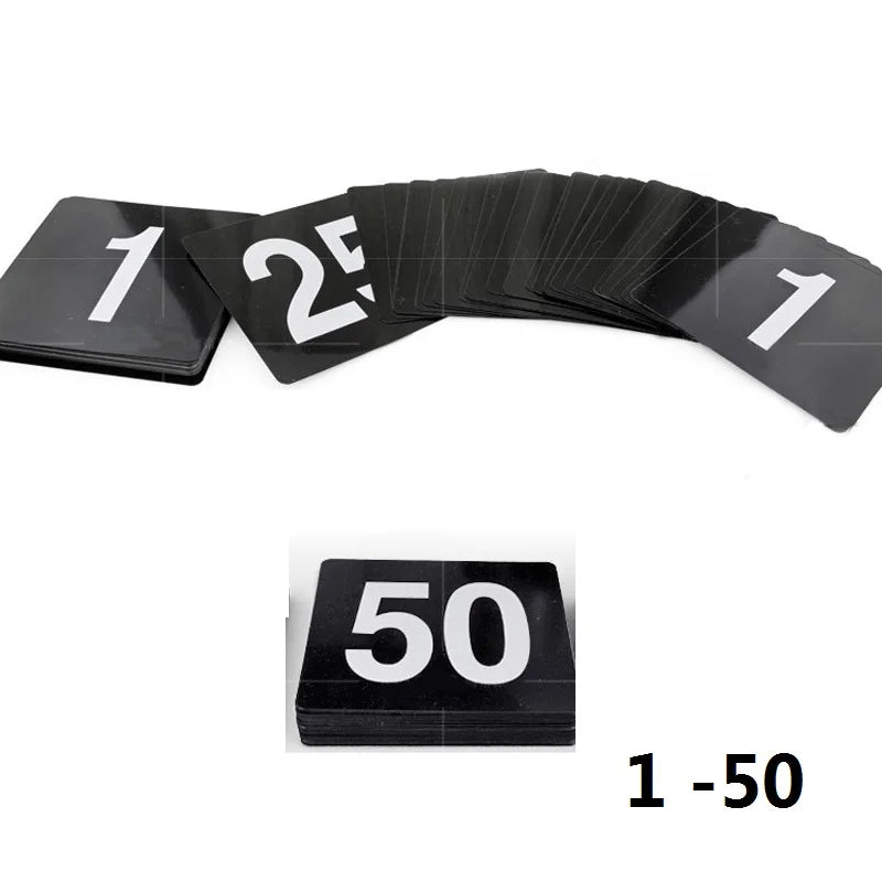 1- 100 Wedding Table Numbers Seat Cards Plastic Double White Black Table Number Signs Durable Square Restaurant Cafe Bar Utensil Good Vibrations