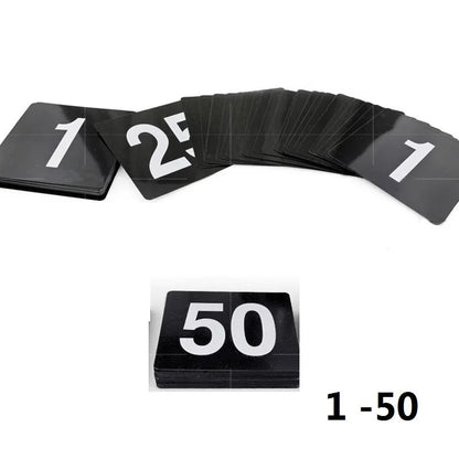 1- 100 Wedding Table Numbers Seat Cards Plastic Double White Black Table Number Signs Durable Square Restaurant Cafe Bar Utensil Good Vibrations