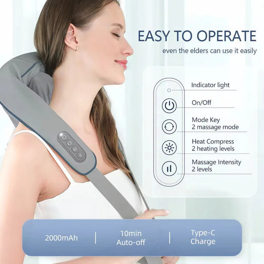Wireless Neck And Back Massager Neck And Shoulder Kneading Massage Shawl Neck Cervical Relaxing Trapezius Massager Good Vibrations