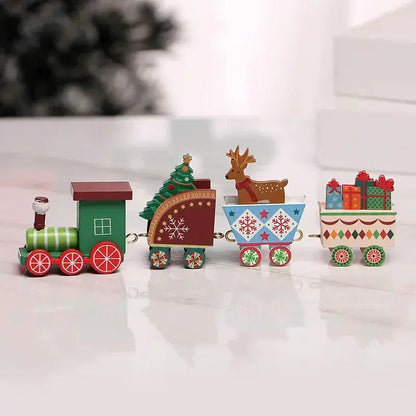 Christmas Train Painted Wooden Plastic  Mini Christmas Tree Train Christmas Decorations Festival Party Xmas Table Top Ornament Good Vibrations
